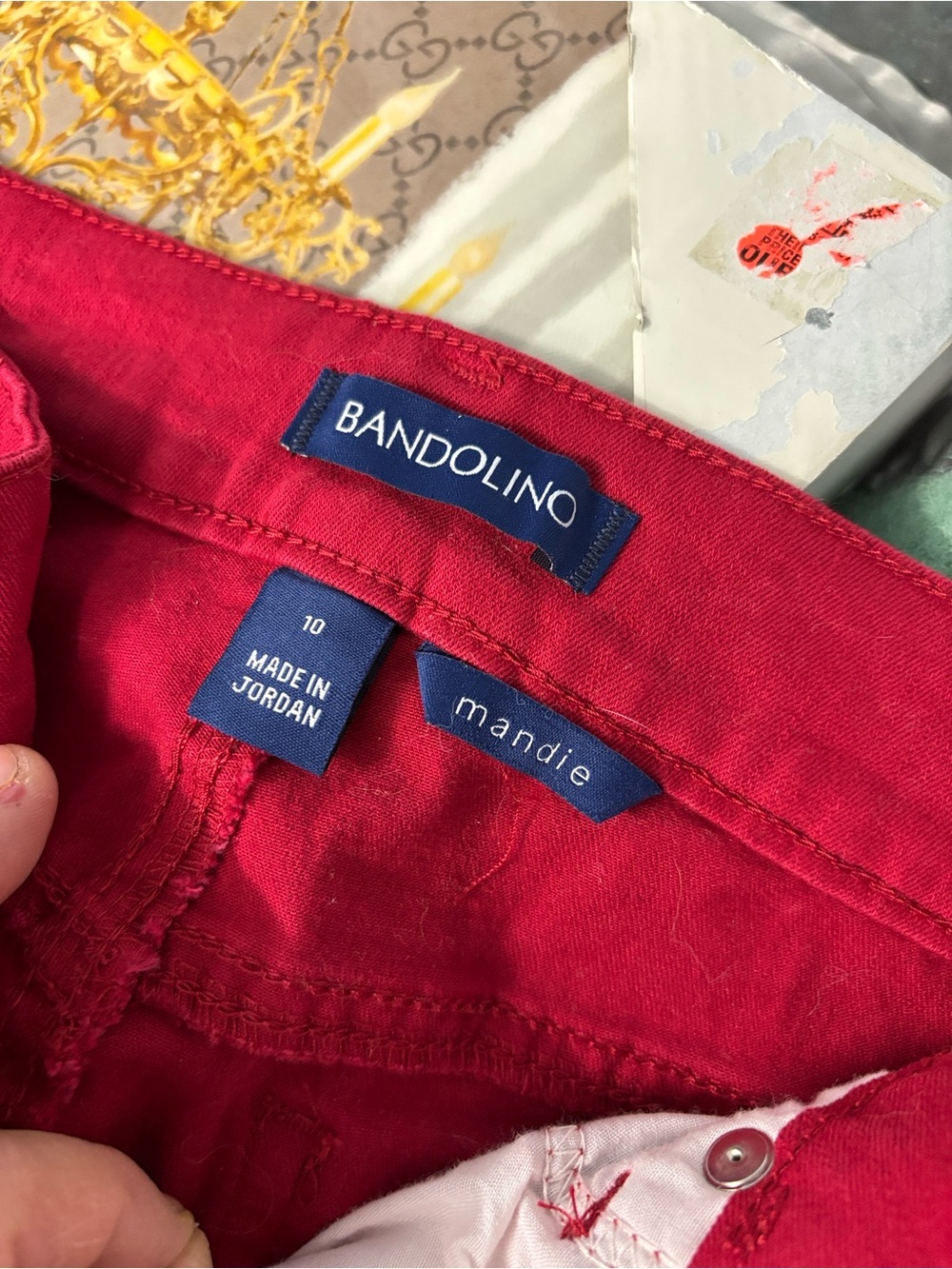 NWT Bandilino Mandie Scarlet Red Straight-Leg Denim Jeans Stretch Perfect Fit 10 - Picture 14 of 16